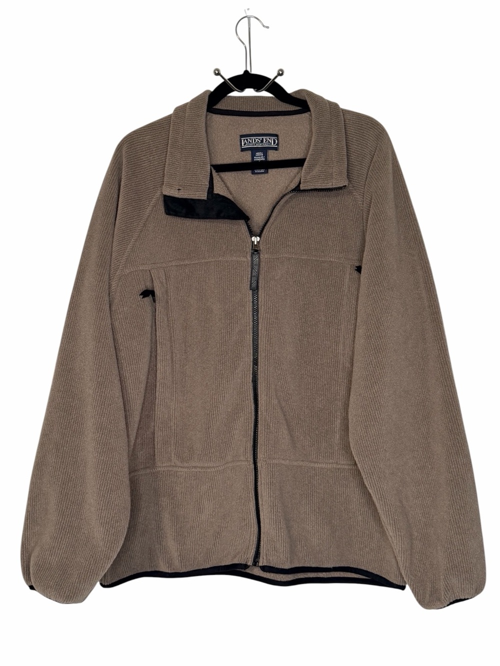 Vintage Lands’ End Polartec Fleece Full Zip Jacket Taupe Brown Size Large
